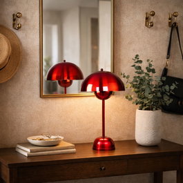 Opviq Lámpara de mesa roja de metal